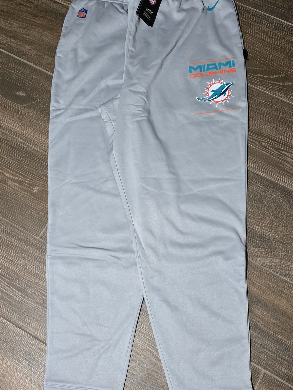 Miami Dolphins Light Gray NFL Joggers with Teal & Orange Logo